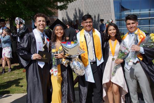 A group of Streamwood High School students on their graduation day in 2018 at the Sears Centre.  