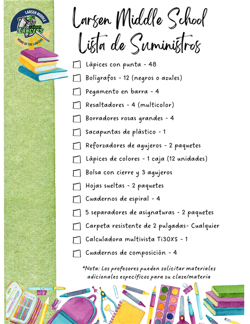 lista de suministros