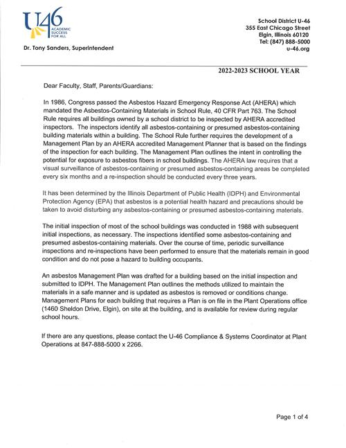 Page 1 Asbestos letter
