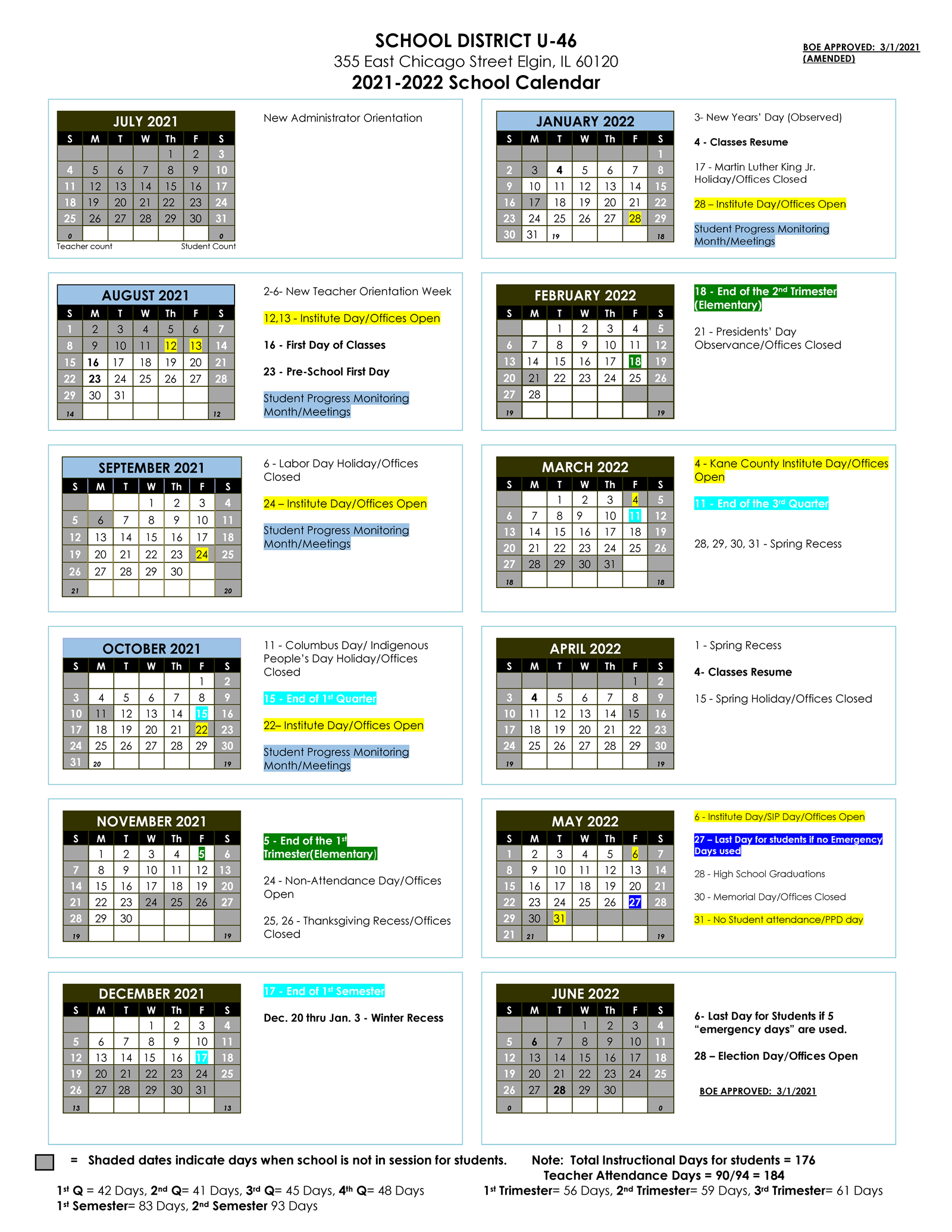 Uiuc Spring 2023 Academic Calendar School Calendar / 2021-2022 School Calendar