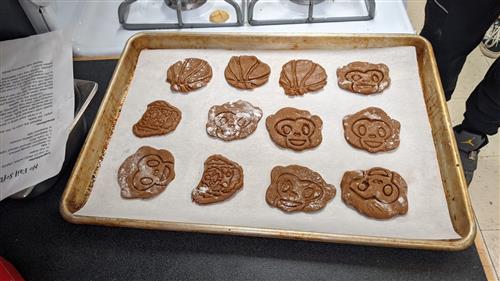 Tray of cookies made from monkey cutter 