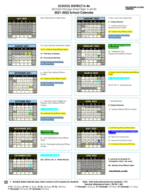 Screenshot of the amended 2021-22 calendar 