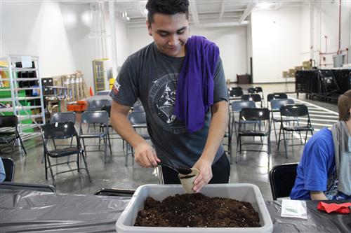 student planting cucumber 