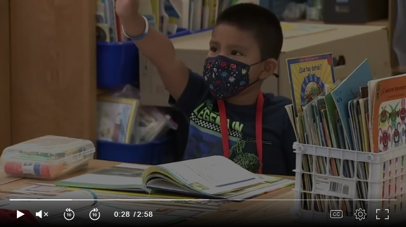 Elementary student raises his hand 